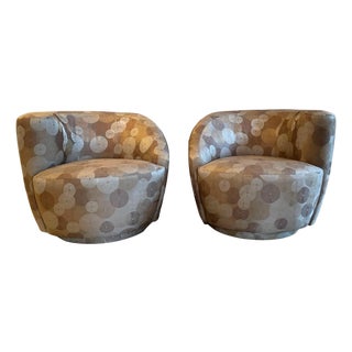 Pair Nautilus Swivel Club Chairs attributed to Directional For Sale