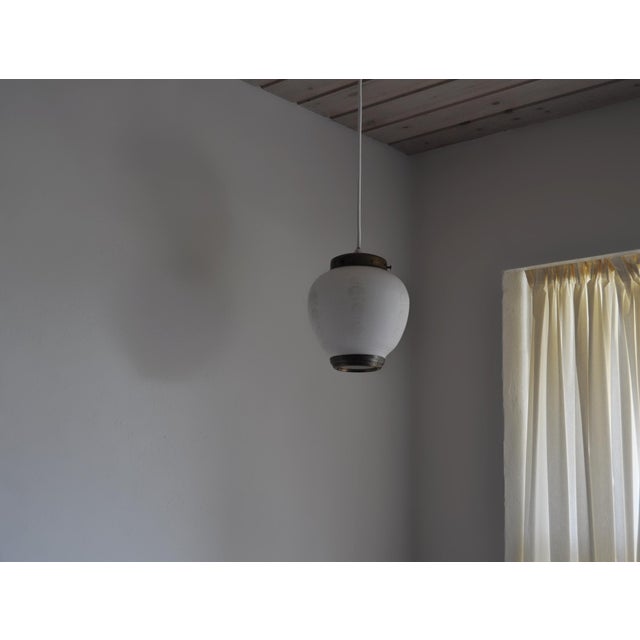 Scandinavian Art Deco Opaline Glass Pendant Lamp, 1930s For Sale - Image 3 of 9