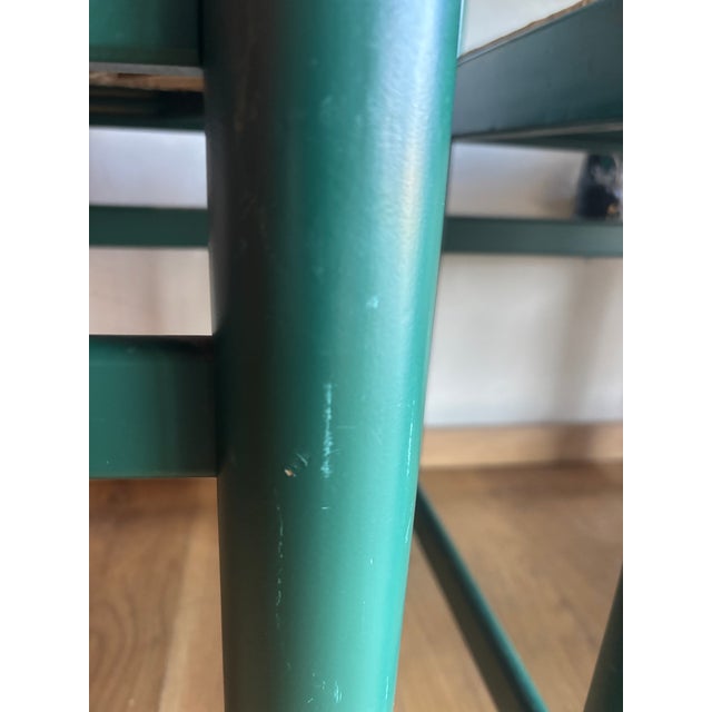 1970s Mid Century Green Padova Chairs With Striated Woven Rush Seats Attributed to Hank Lowenstein For Sale - Image 13 of 15