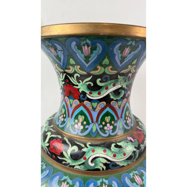 Monumental Chinese Cloisonne Enamel Vase For Sale - Image 9 of 13