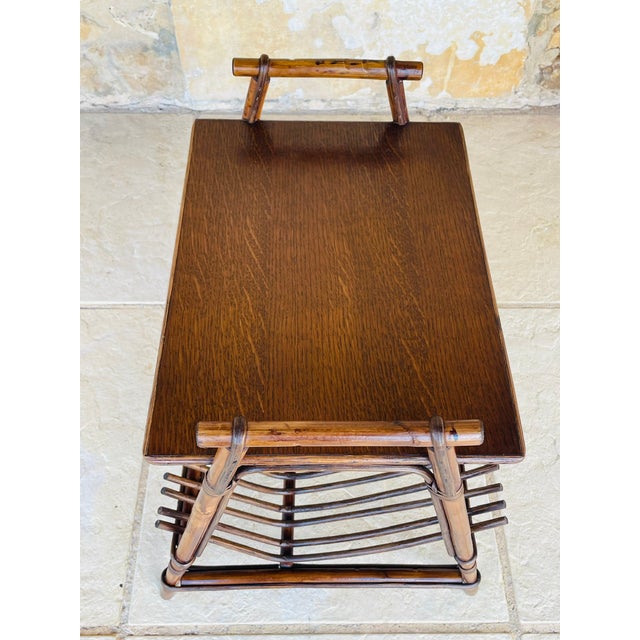 Mid-Century Italian Rattan and Bamboo Side Table, 1960s For Sale - Image 17 of 18
