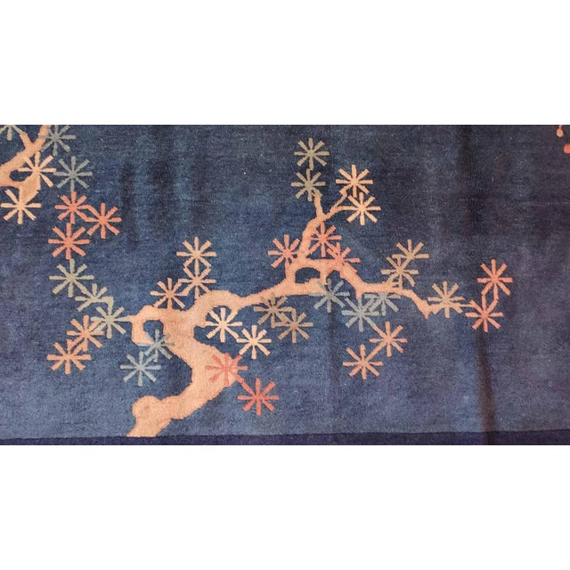 1925 Blue Multicolor Floral Antique Chinese Art Deco Rug 6'2"x8'10" Wool Carpet For Sale - Image 4 of 9