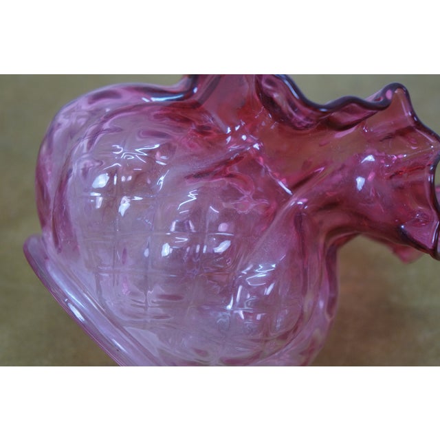 Late 20th Century Cranberry Art Glass Ruffled Pitchers Decanters Vase Bowl Compote Fenton - Set of 6 For Sale - Image 18 of 18