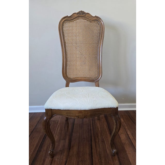 French Country Thomasville Vintage French Country Cane Back Chair – Solid Wood, Elegant Classic For Sale - Image 3 of 9