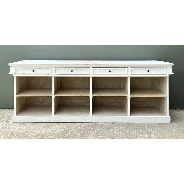 Vintage Architectural Distressed Wood Display Counter For Sale - Image 11 of 13