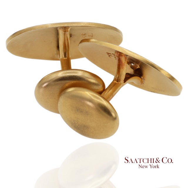 Vintage 14k 585 Solid Yellow Gold Old Cut Natural Diamond Cufflinks, A Pair For Sale - Image 9 of 12