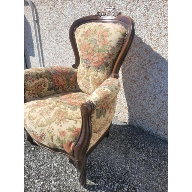 Louis Philippe Style Living Room Armchair, 1940s For Sale - Image 9 of 15