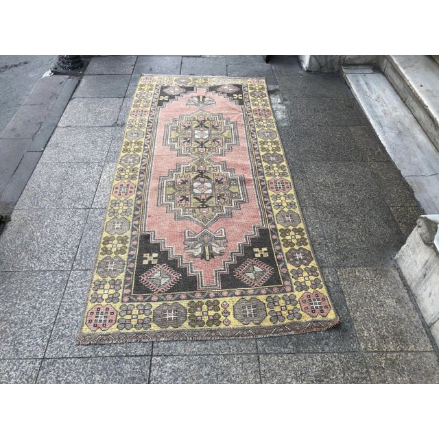 1960s Vintage Turkish Handmade Area Rug- 3′11″ × 7′7″ For Sale - Image 11 of 11