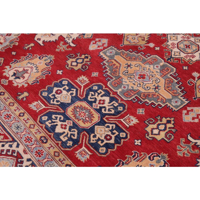 Shabby Chic Southwestern Kazak Red/Ivory Wool Rug - 9'0''x12'0'' For Sale - Image 3 of 10