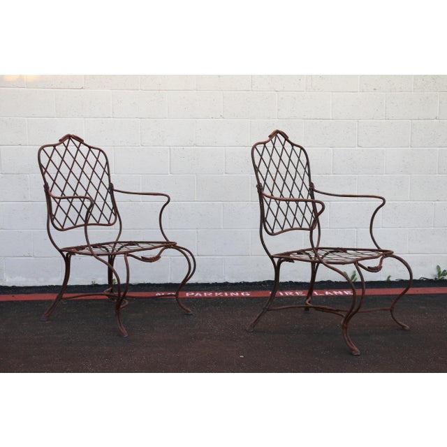 Rustic Vintage Pair of Gregorius Pineo Faux Bois Twig Iron Outdoor Armchairs For Sale - Image 3 of 18