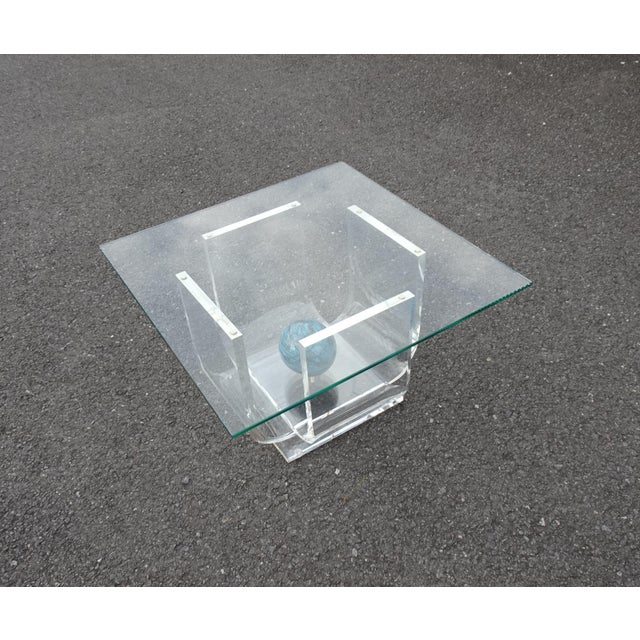 Vintage Square Coffee Table in Acrylic with Marble and Glass, 1980s For Sale - Image 6 of 16