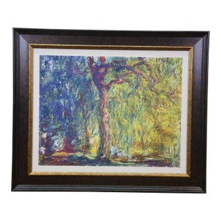 Vintage Weeping Willow Tree Framed Print After Claude Monet 25" For Sale