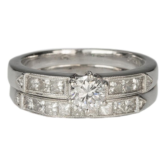 Late 20th Century Pair of 18k Diamond Wedding Set, Size 8.75 For Sale