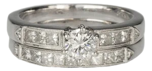 Late 20th Century Pair of 18k Diamond Wedding Set, Size 8.75