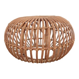 1960s Vintage Franco Albini Style Wicker Ottoman For Sale