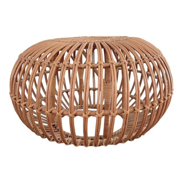 1960s Vintage Franco Albini Style Wicker Ottoman For Sale