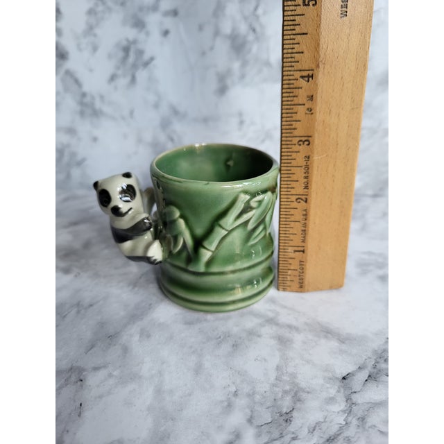 Green 1960s Glazed Majolica Bamboo Panda Planter For Sale - Image 8 of 9