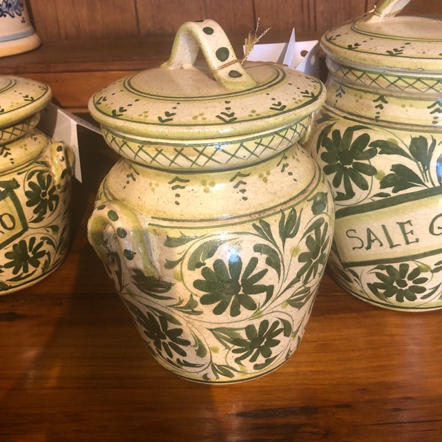 Italian Hand Painted Ceramic Canisters - Set of 4 | Chairish