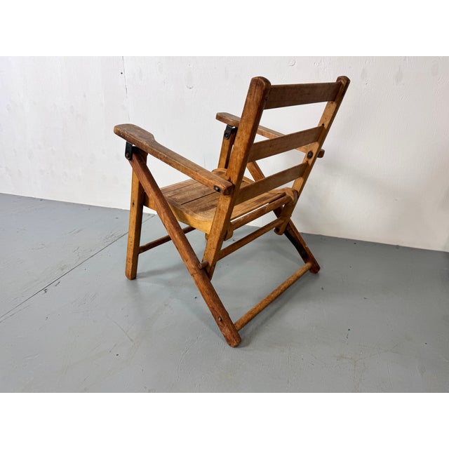 Wood Mid-Century Wooden Foldable Children's Chair, 1950s For Sale - Image 7 of 11