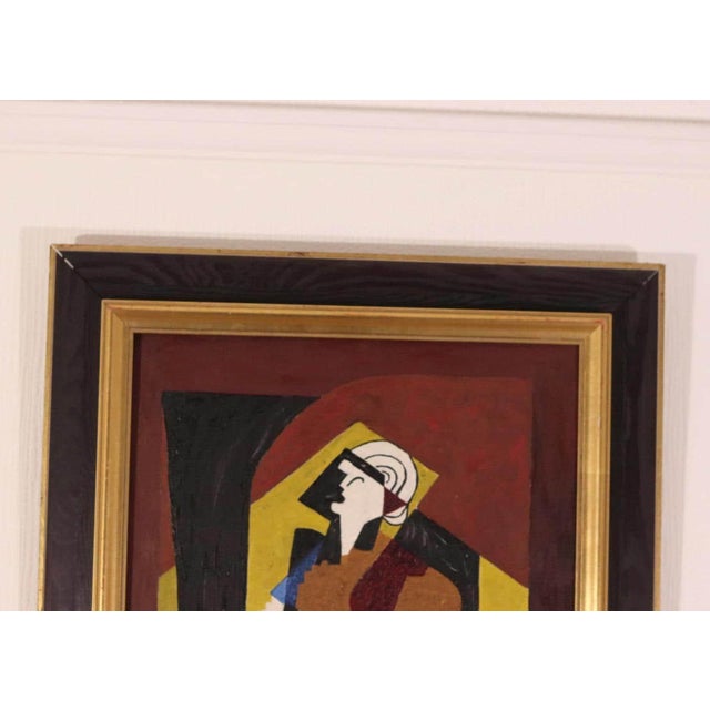 Mid-Century Modern Edwa after Gleizes, Woman with Black Glove, 1960s, Oil on Canvas, Framed For Sale - Image 3 of 15