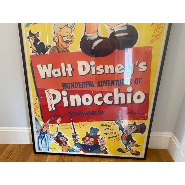 Huge poster advertising the 1954 RKO release of Disney's Pinocchio. The poster measures an impressive 84" high by 42"...
