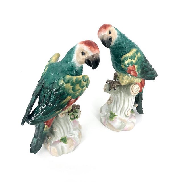 Large Ceramic Colored Parrots Figurines A Pair Chairish