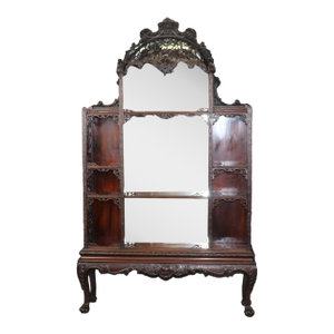 Rare Mahogany Reticulated Carved Chinese Chippendale Etagere China Vitrine