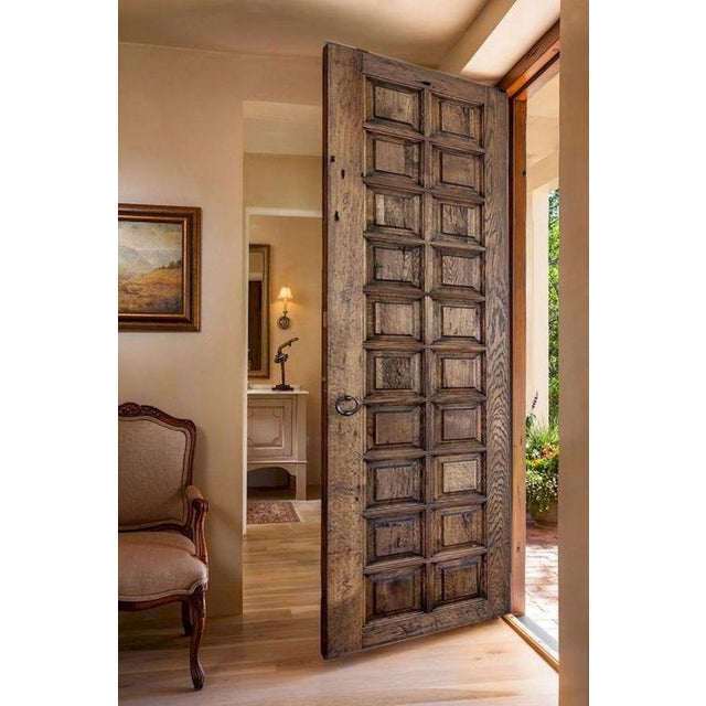Farmhouse Spanish Revival Reclaimed Wood Door – Raised Panel Grid Design For Sale - Image 3 of 10