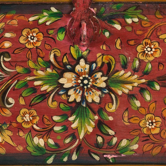 1940s Oriental Red Painted Wooden Box, 1940s For Sale - Image 5 of 7