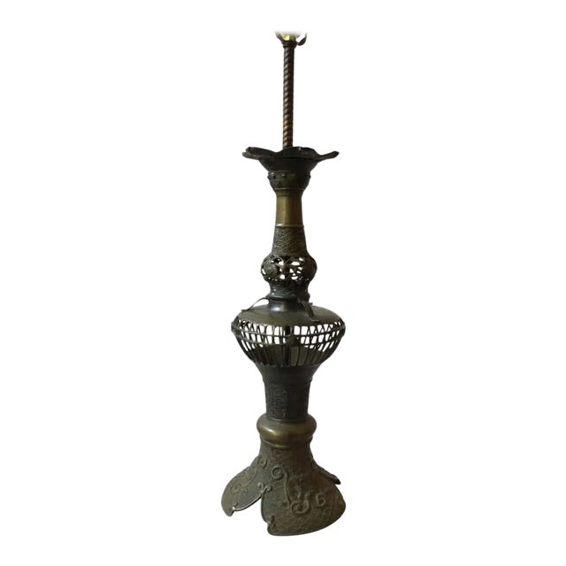 1920s Asian Bronze Table Lamp For Sale