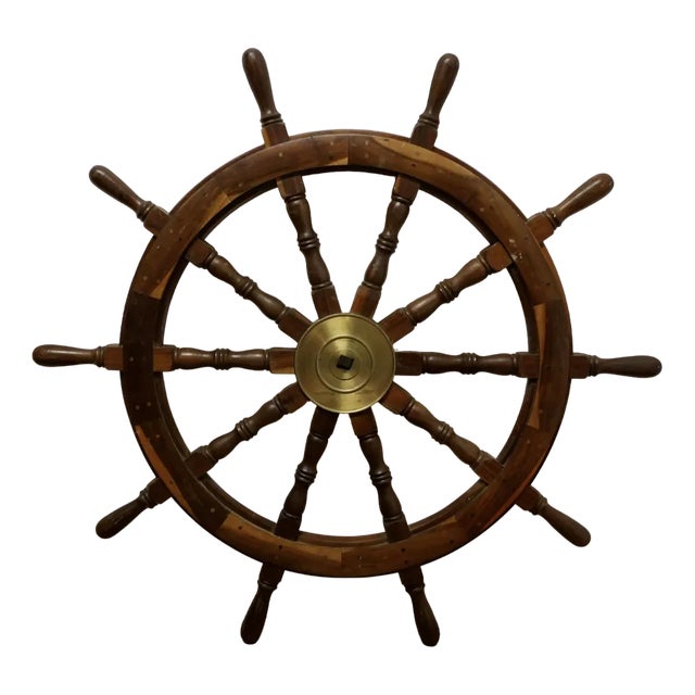 Large Mid 20th Century Teak Ships Wheel, 1960s For Sale