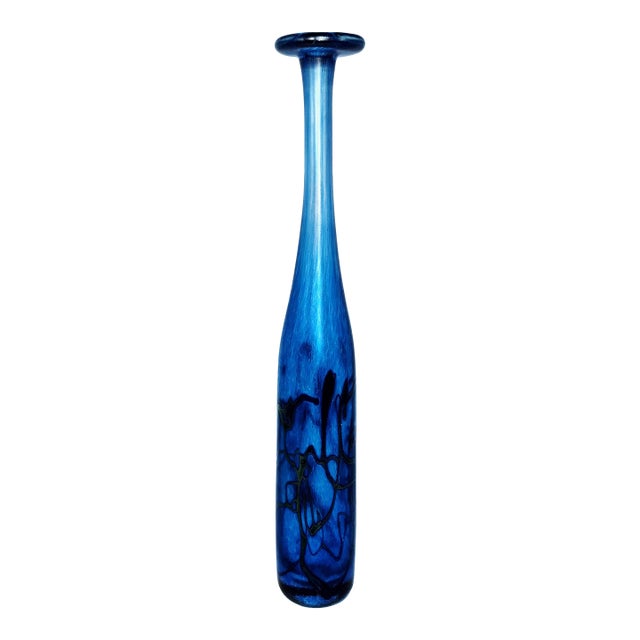 Robert Held Art Glass Iridescent Blue Bud Vase For Sale
