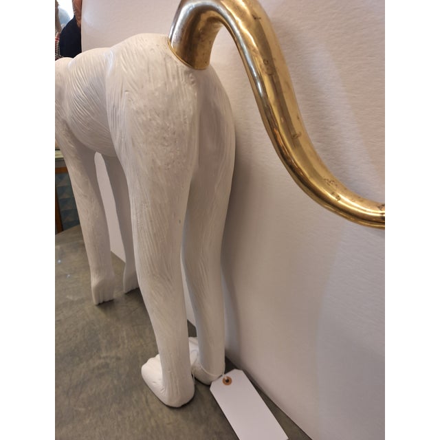White Vintage Boho Zimmerman Composite Monkye With Gild Face and Brass Tail For Sale - Image 8 of 12