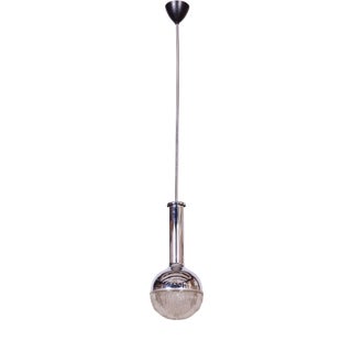 Mid-Century Chandelier in Chrome, Steel and Glass, Rewired, Italy, 1960s For Sale