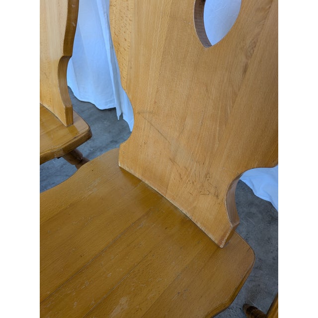 Vintage Tyrolean Farmhouse Heart Cutout Wooden Dining Chairs, 1970s, Set of 4 For Sale - Image 16 of 18