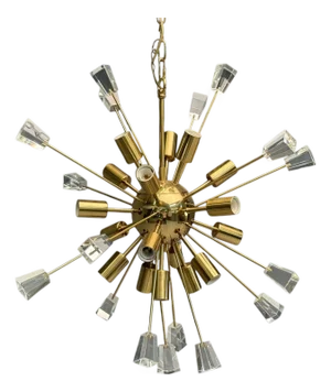 American Modern, Brass, Lucite, Sputnik Chandelier, Usa, 1980s