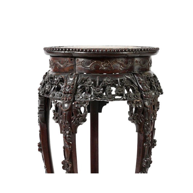 Antique Chinese Rosewood Pedestal / Stand With Marble Top Chairish