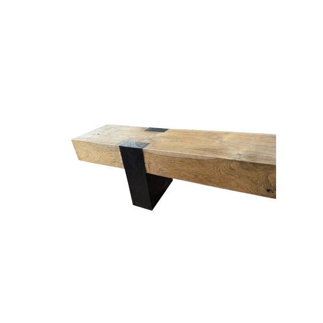 Long Sculptural Teak Wood Bench, Modern Organic, Stunning Wood Textures For Sale - Image 4 of 11