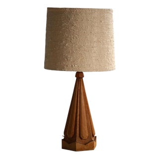 Scandinavian Modern Sculptural Hand-Carved Wooden Table Lamp, Denmark, 1970s For Sale