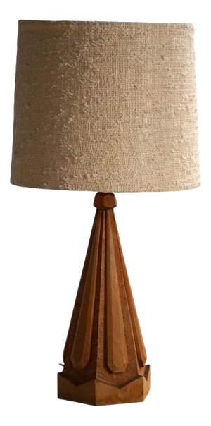 Scandinavian Modern Sculptural Hand-Carved Wooden Table Lamp, Denmark, 1970s
