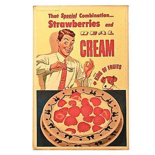 Strawberries King of Fruits 1950s Sign For Sale