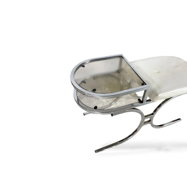Mid-Century Space Age Chrome amd Smoked Glass Telephone Bench, 1970s For Sale - Image 9 of 11