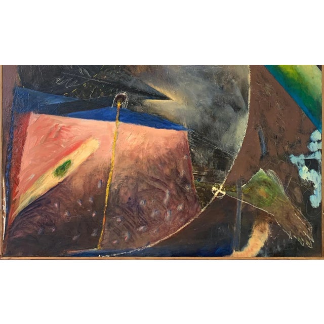 William Shields Jr., 1925-2010 "Rosewood Express" 1994 Oil on canvas 48"x48" artist framed Unsigned William Stephens...