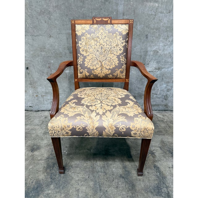 Set of 12 Custom Federal Style Mahogany Dining Chairs With Inlay by Johns Congdon (10 Side, 2 Arm) For Sale - Image 12 of 17