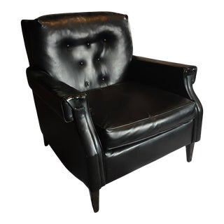 1970s Black Leatherette American Club Chair For Sale