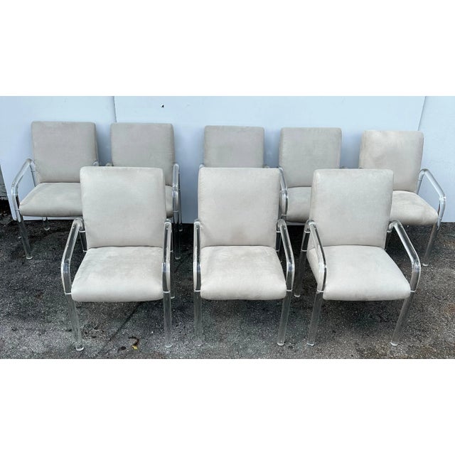 Lion in Frost Signed Lion in Frost Lucite Armchairs - Set of 8 For Sale - Image 4 of 12