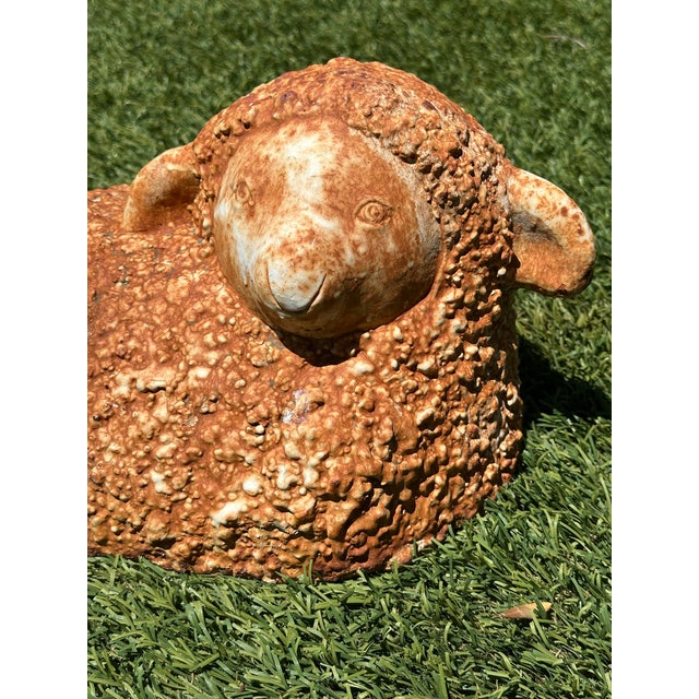 Vintage Cast Iron Sheep Garden Ornament For Sale - Image 4 of 8
