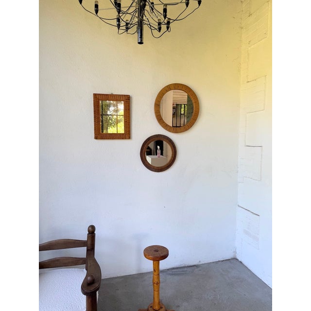 1960s Vintage Woven Wicker Mirrors, 1950s, Set of 3 For Sale - Image 5 of 18