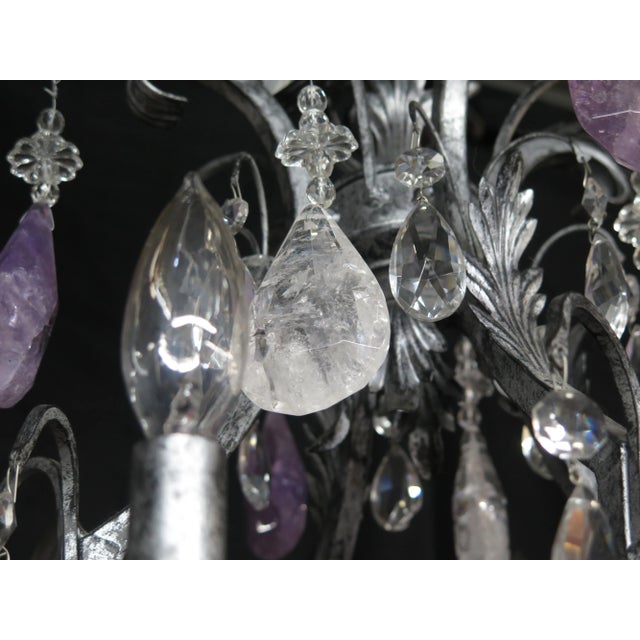 Decorator Amethyst Rock Crystal Chandelier For Sale - Image 9 of 12