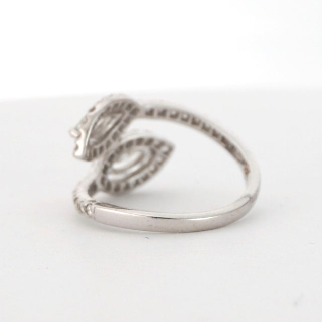 18k White Gold Diamond Ring With Marquise & Pavé Halo Design For Sale In New York - Image 6 of 9